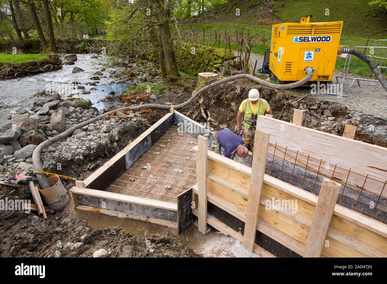 Construction work on the Scandale Beck hydro scheme above, Ambleside in the Lake district, UK