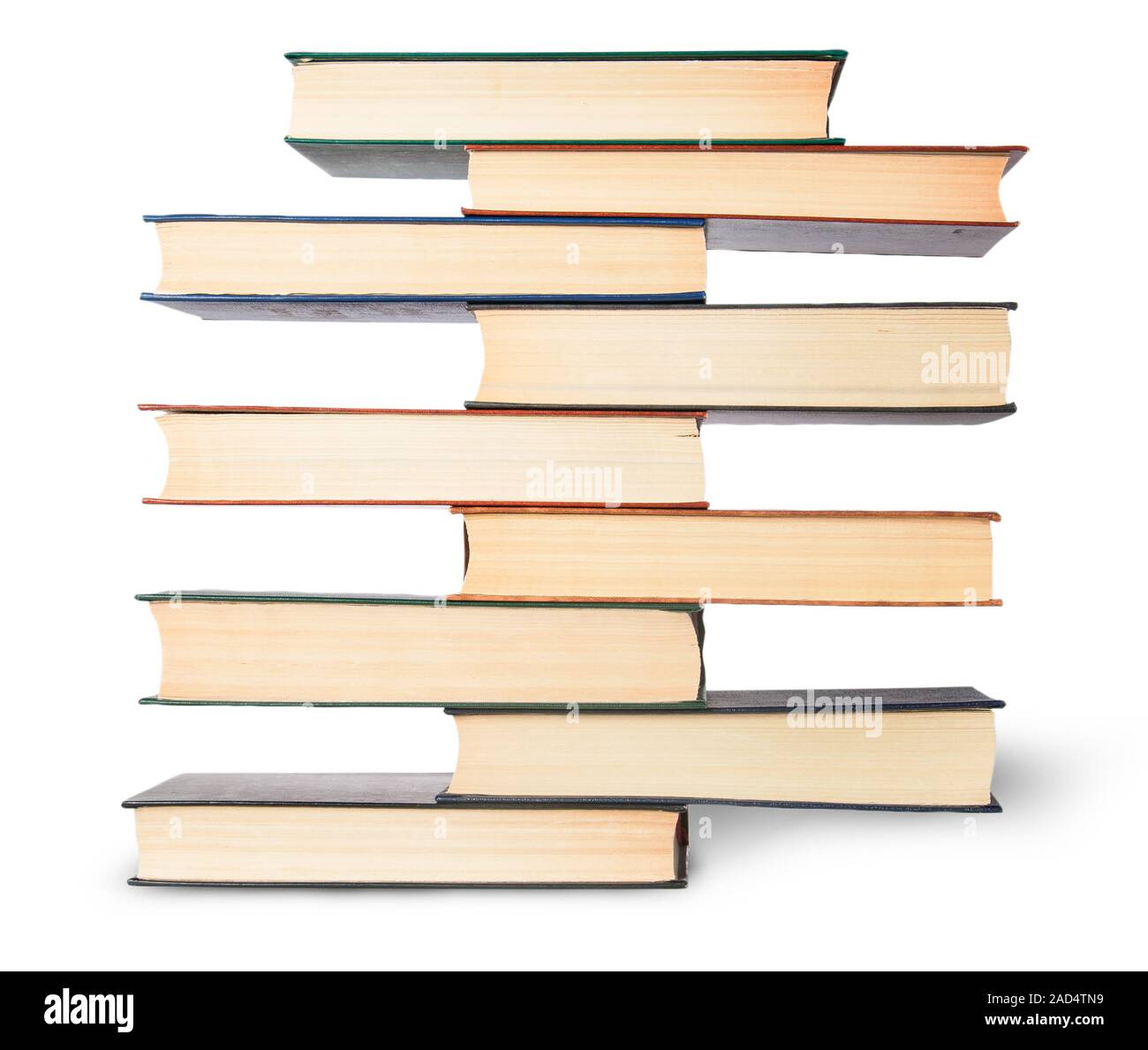 In front vertical stack in old books Stock Photo