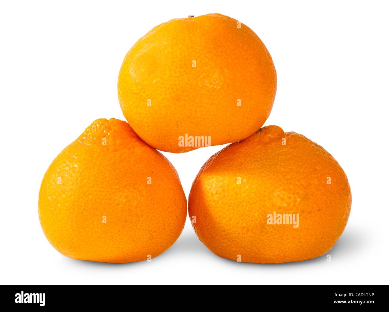 Pyramid Of Three Ripe Tangerines Stock Photo Alamy
