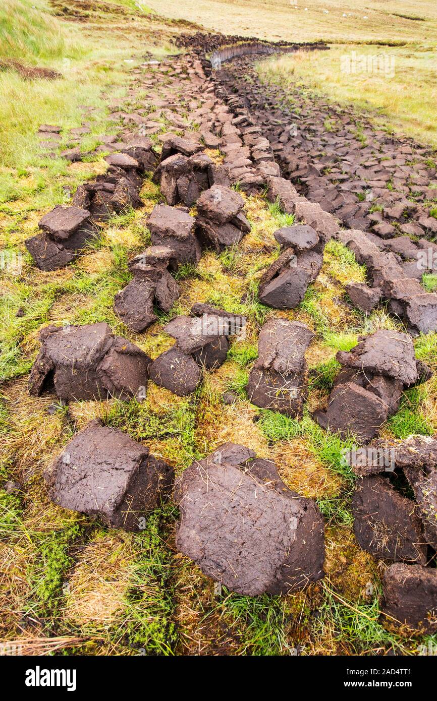 Peat cutting for fuel on the Isle of Lewis near Stornoway, Outer