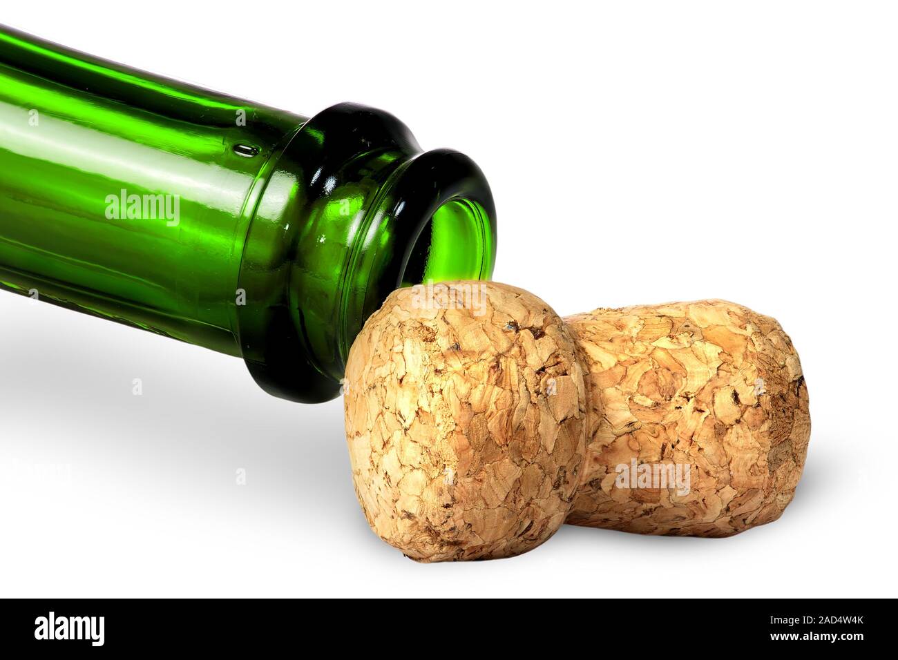 Neck of green bottle and cork near Stock Photo Alamy
