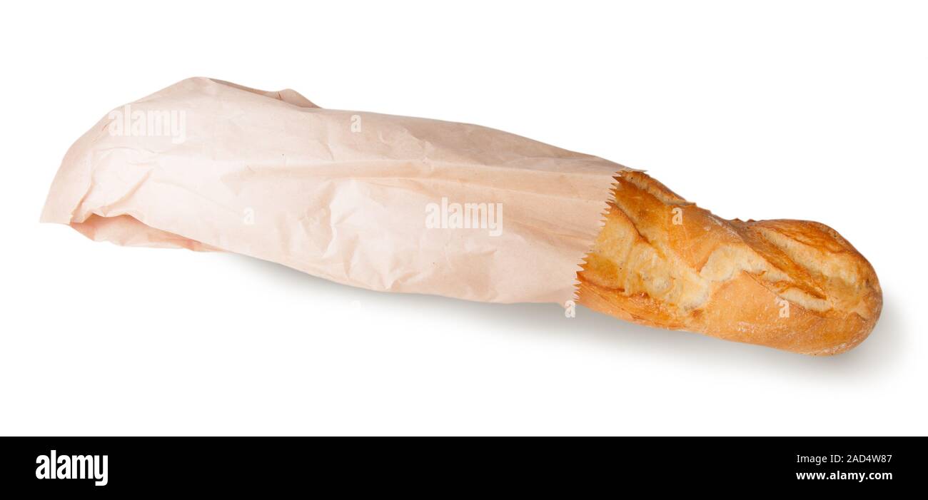 French baguette in a paper bag Stock Photo - Alamy