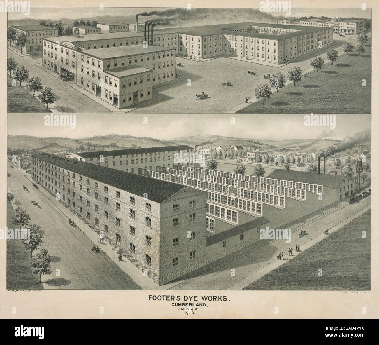 Dye and cleaning factory. Early 20th-century illustration of an ...