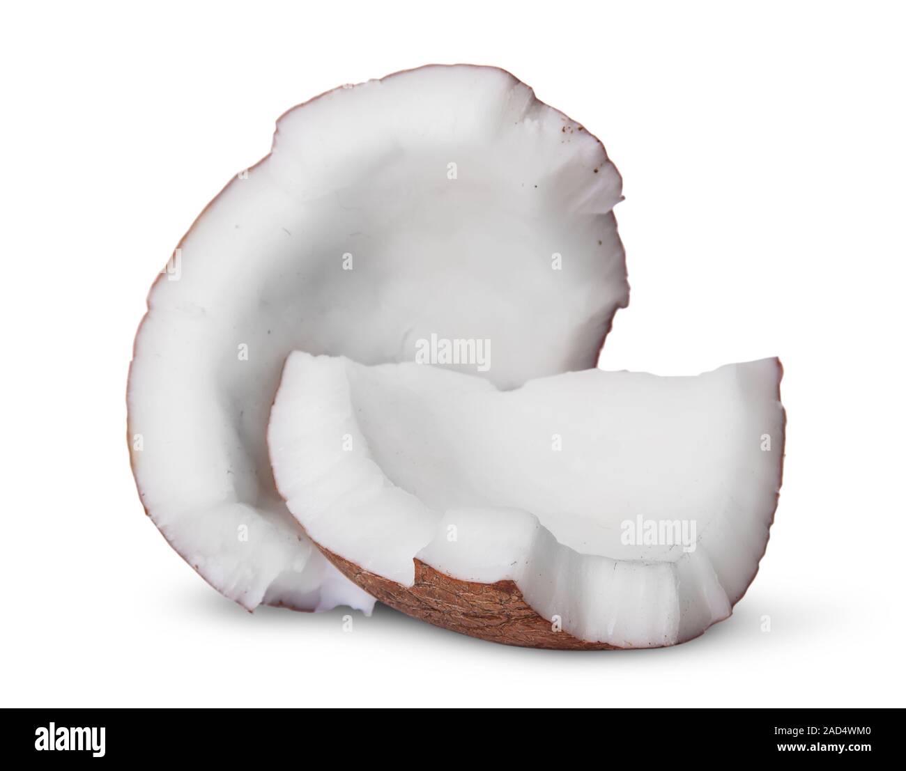 Two pieces of coconut pulp Stock Photo Alamy