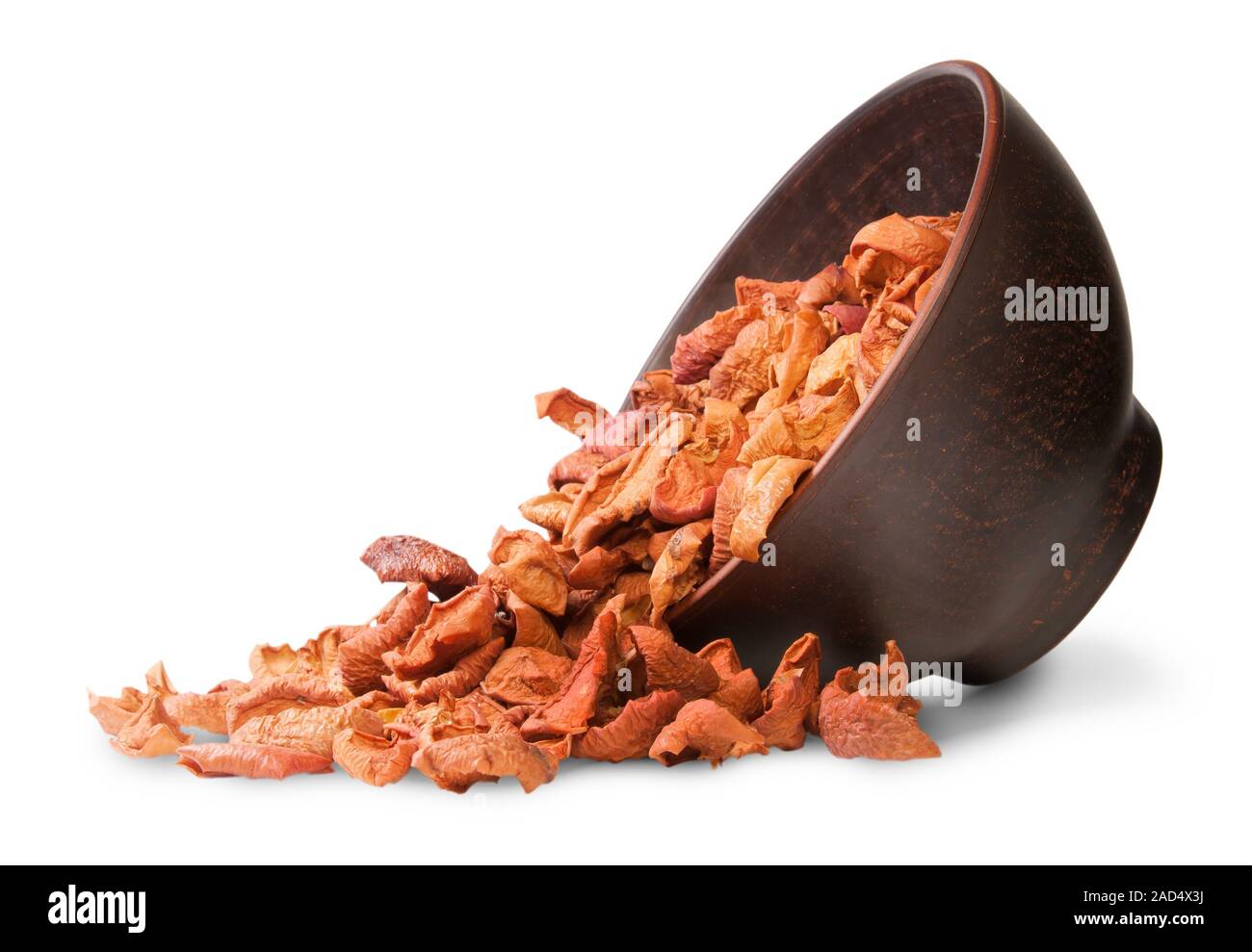 Dried Apples In The Inverted Ceramic Bowl Stock Photo