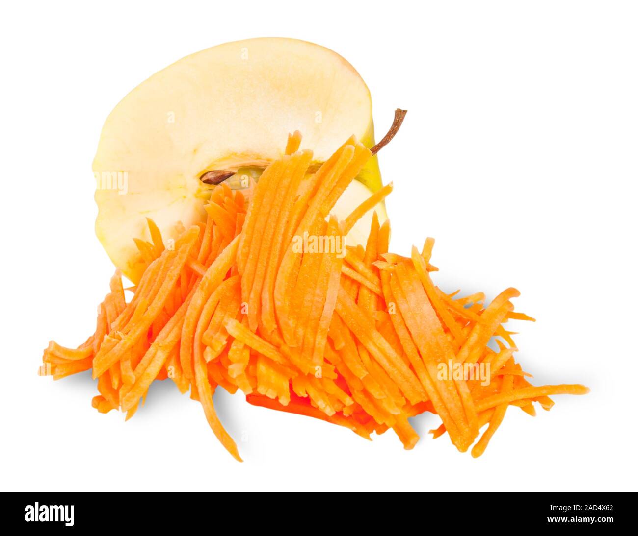 Half An Apple With Grated Carrot Stock Photo