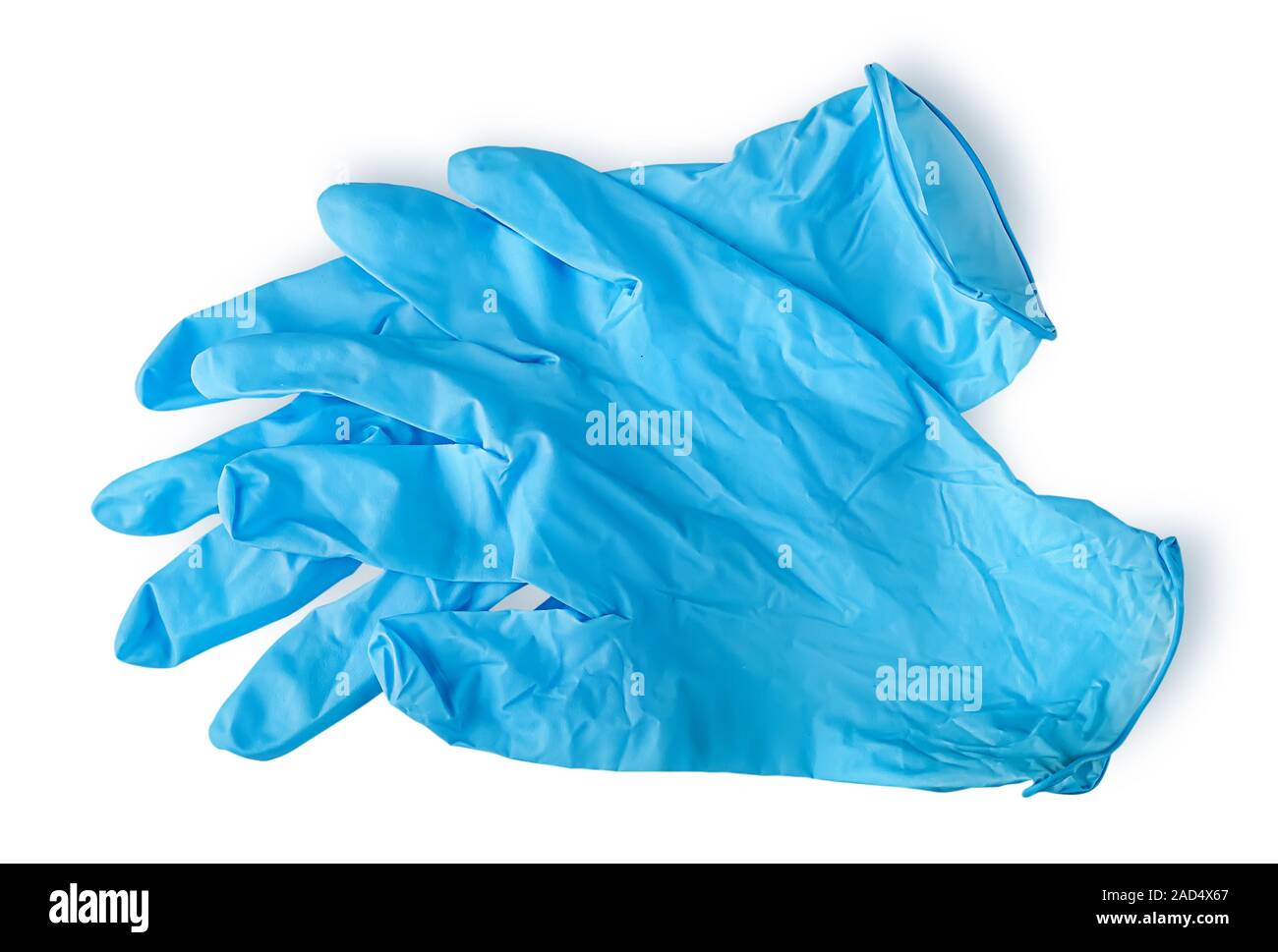 Pair blue medical gloves Stock Photo Alamy