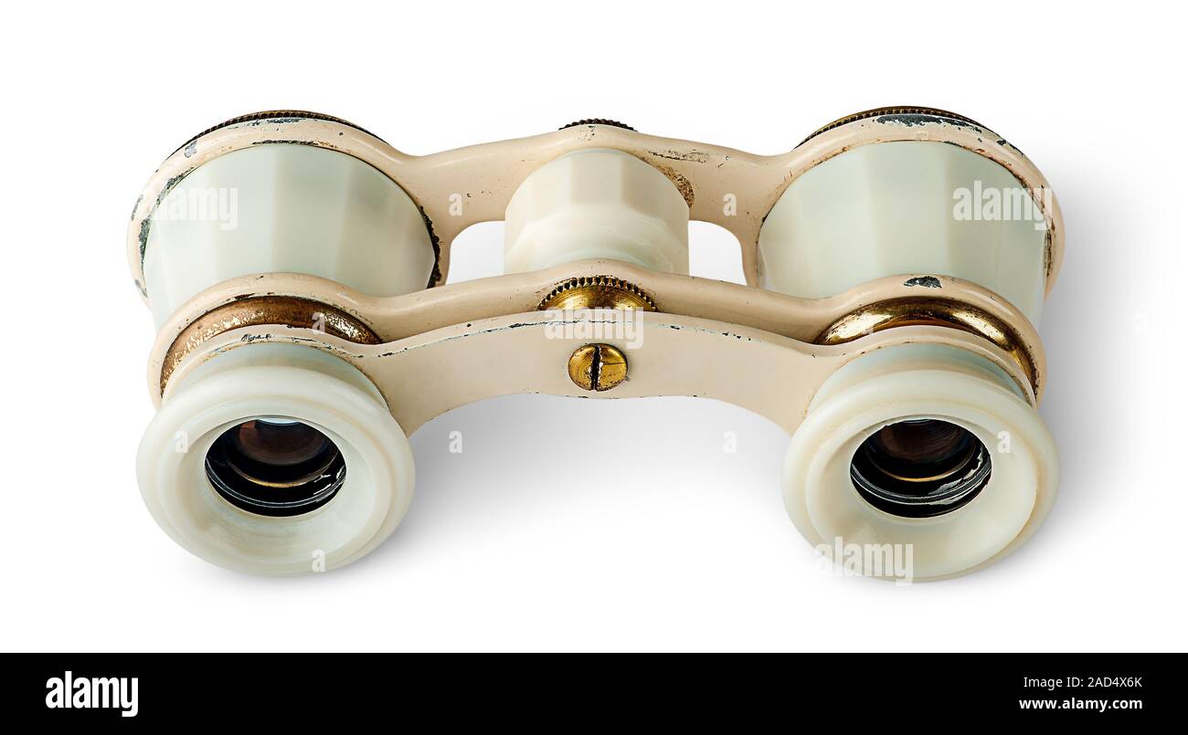 Old vintage pair of opera glasses horizontally Stock Photo Alamy