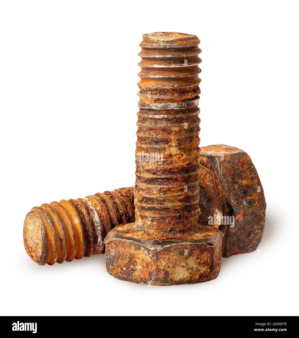 Two old rusty bolts Stock Photo