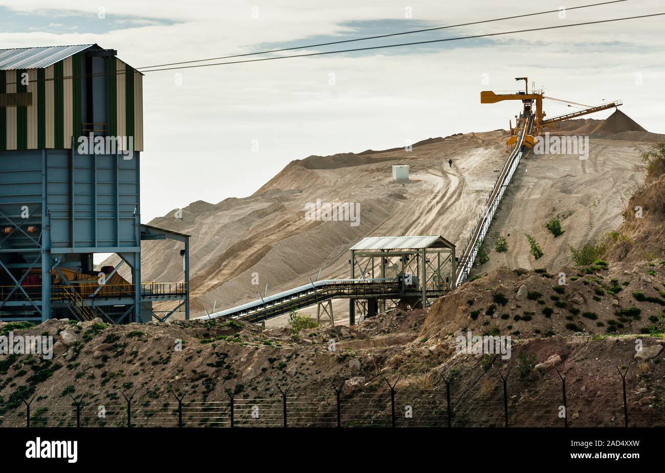 Phosphate mine. Conveyor belts at a phosphate mine in Khouribga