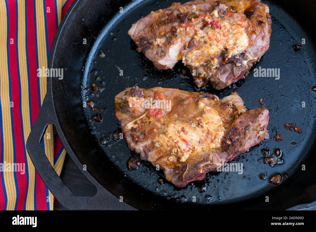 Lamb Shoulder Chops with Compound Butter Stock Photo Alamy