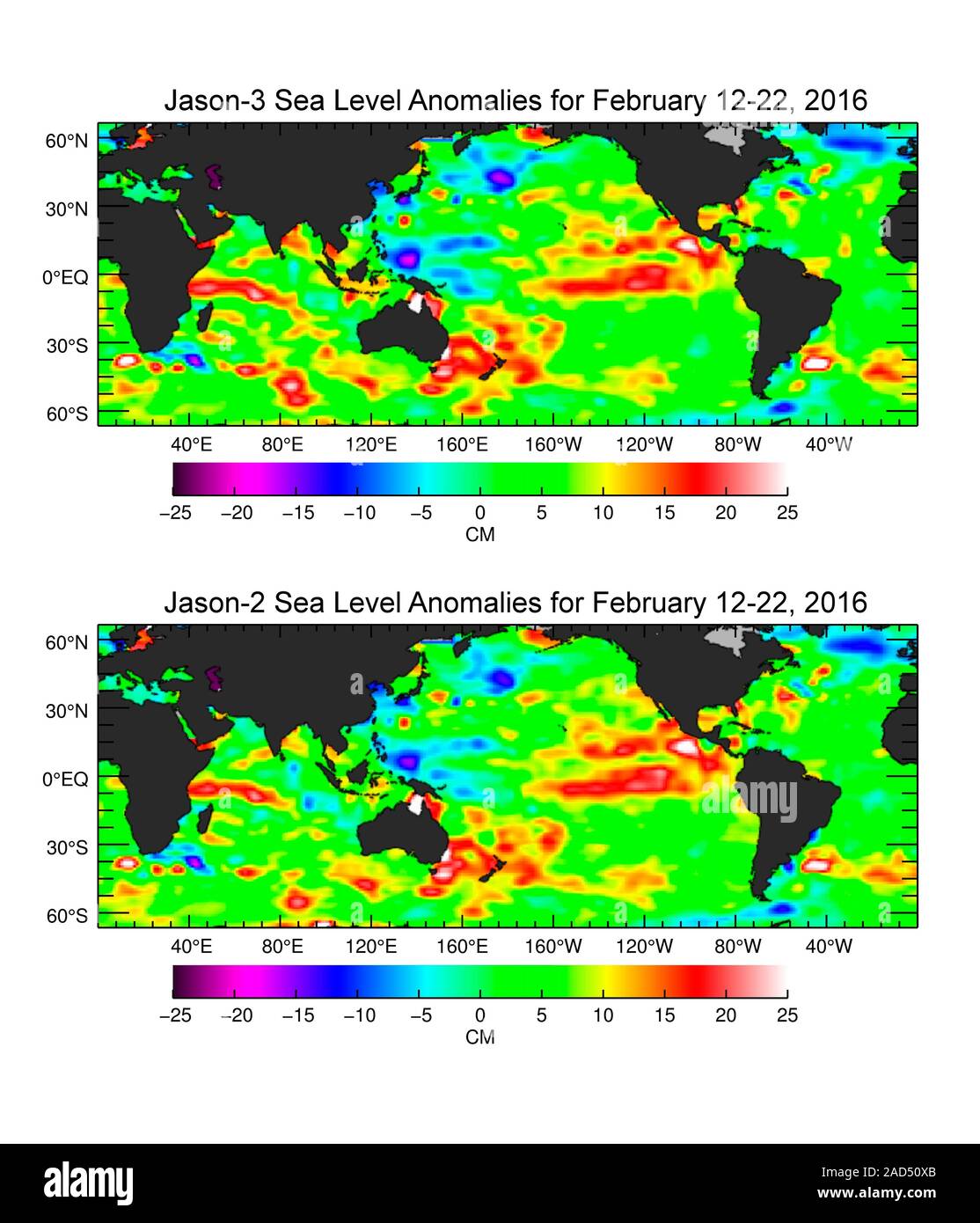 Global map of sea surface height. Comparison between the sea surface ...
