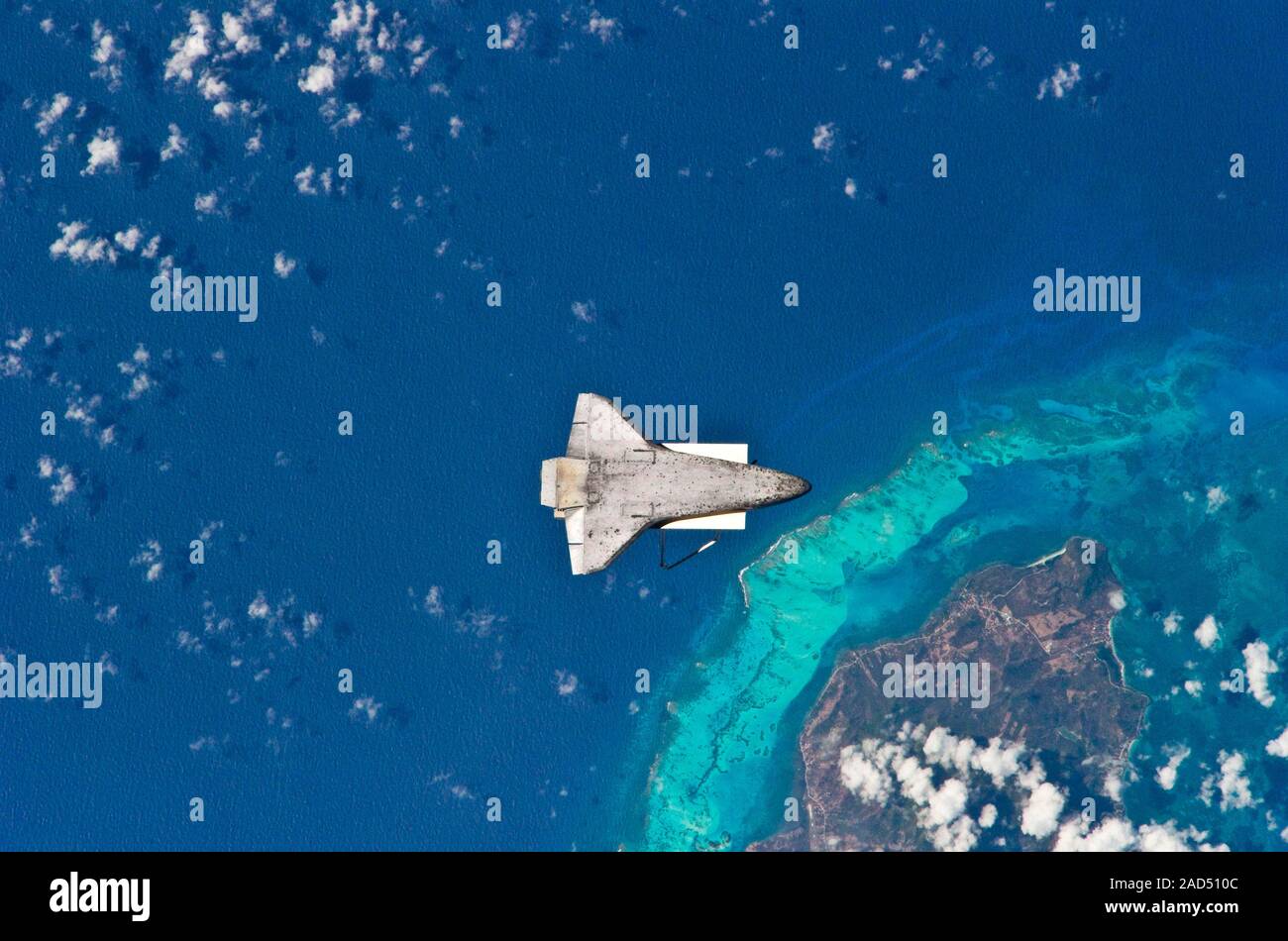 Space Shuttle undocked from ISS. View from the International Space ...