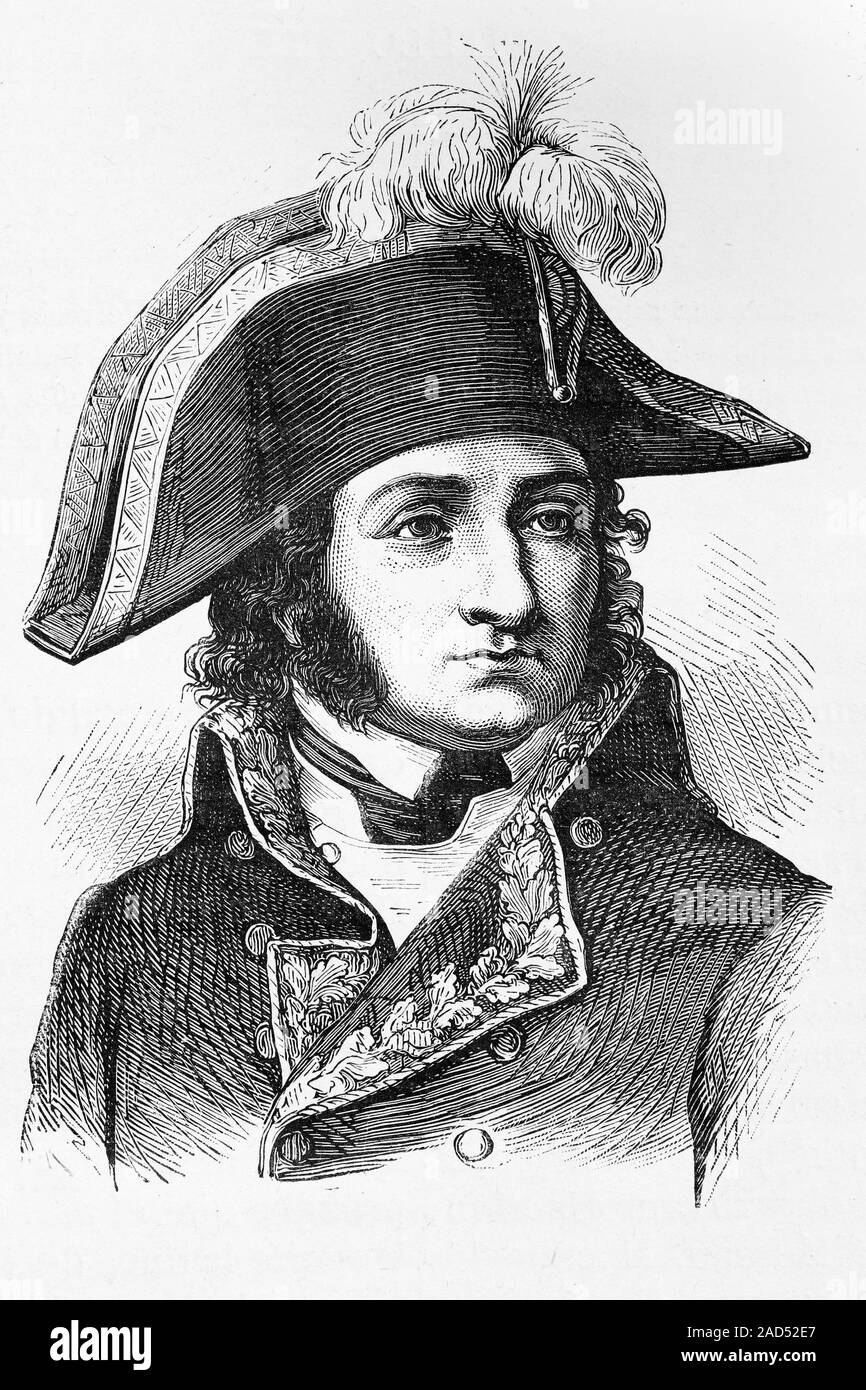 Barthelemy Catherine Joubert, General in the French revolutionary wars. Born 1769, died 1799. Antique illustration. 1890. Stock Photo