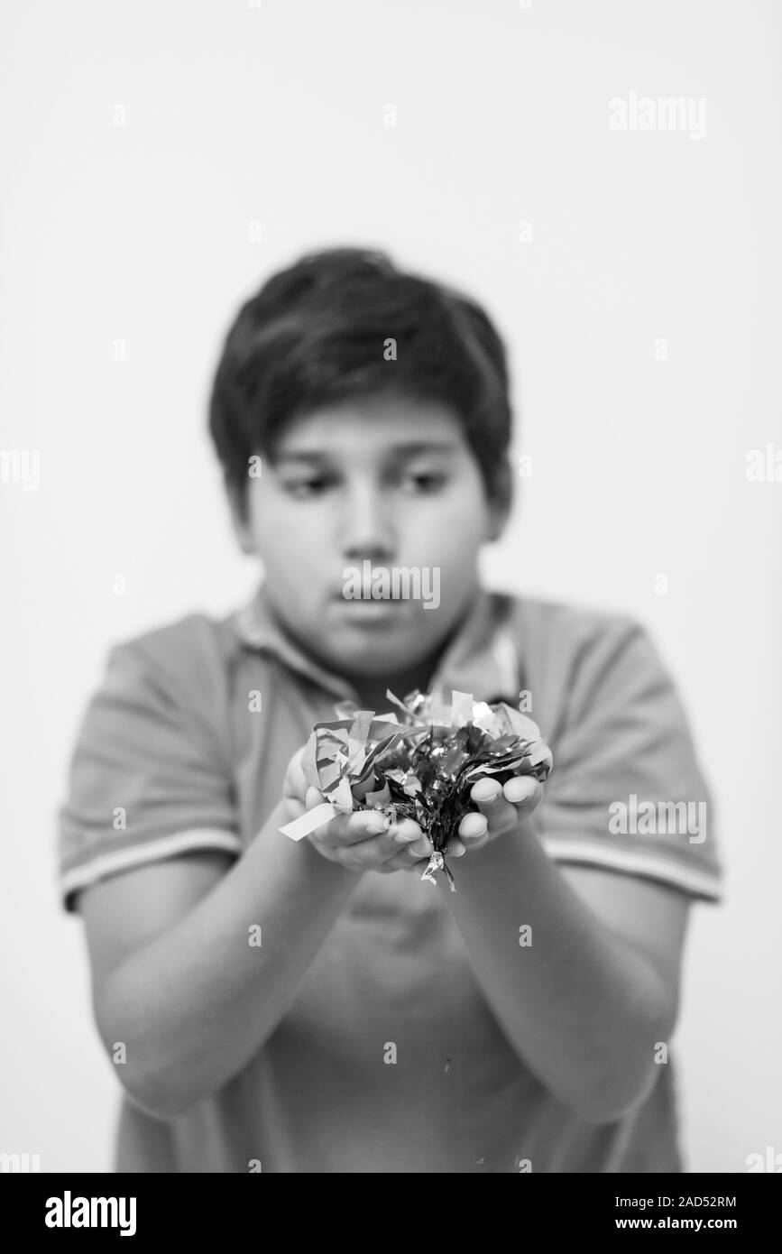 kid blowing confetti Stock Photo Alamy