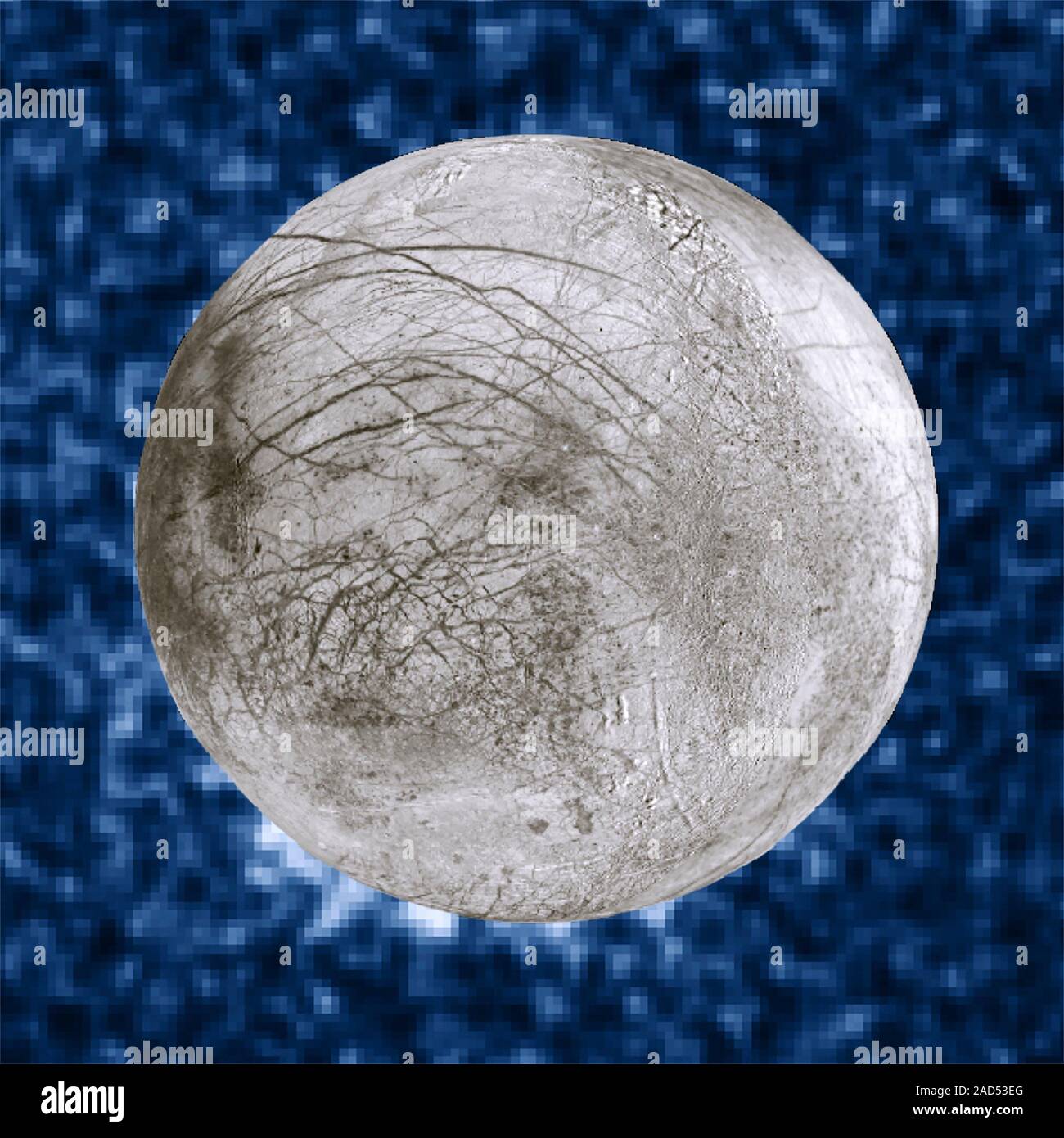 Composite Hubble Space Telescope image of water plumes (white, bottom