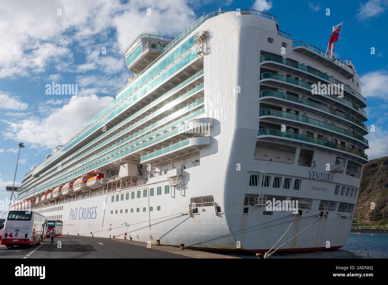 Cruise Ship, P&O Ventura in the port of La Palma. Stock Photo