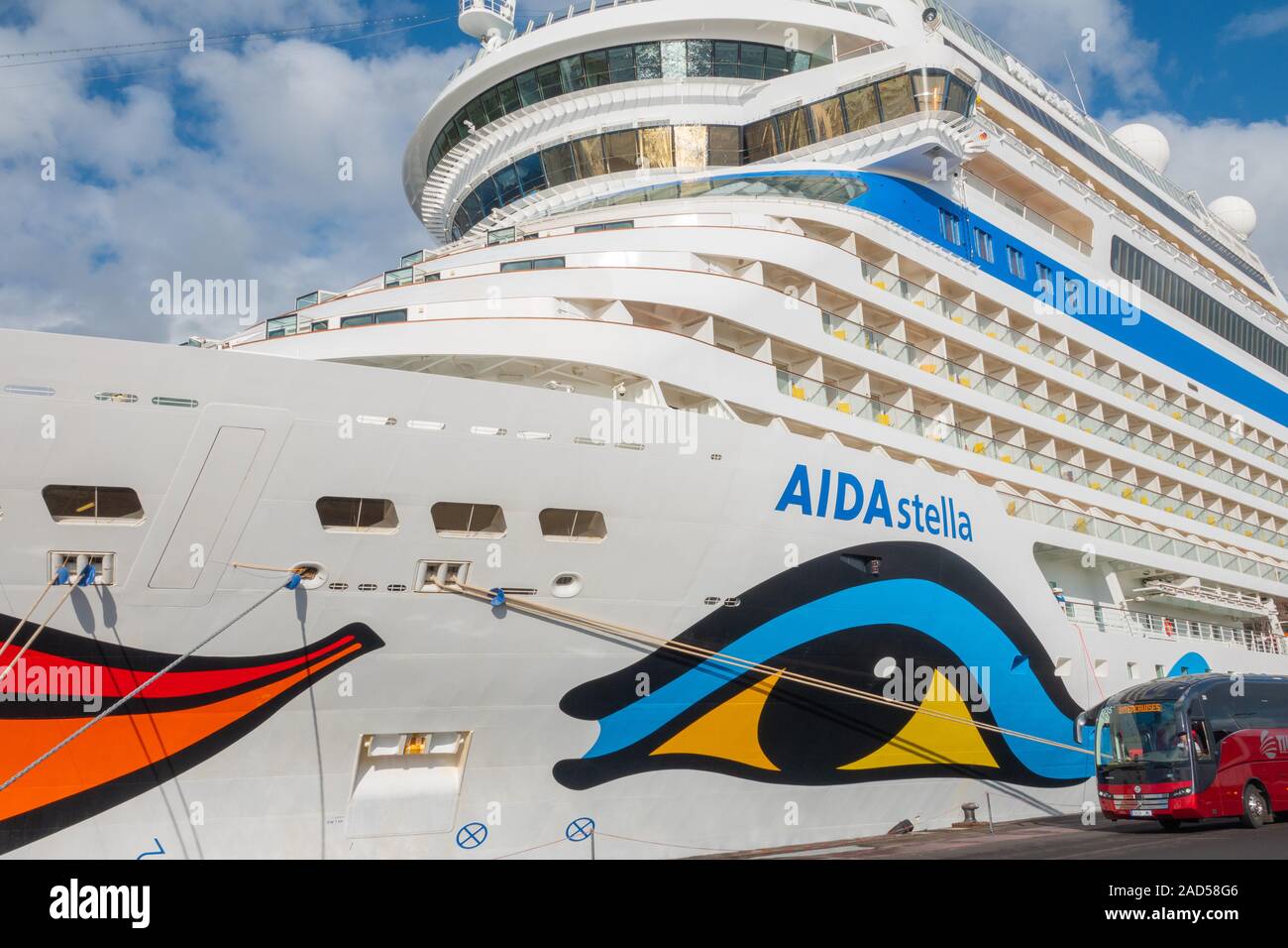 Cruise Ship, Aida Stella in the port of La Palma Stock Photo