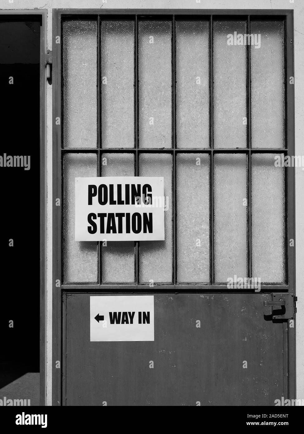 General elections polling station, black and white Stock Photo