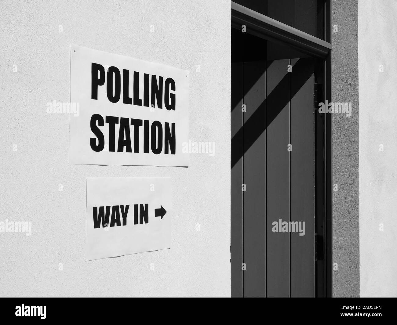 General elections polling station, black and white Stock Photo