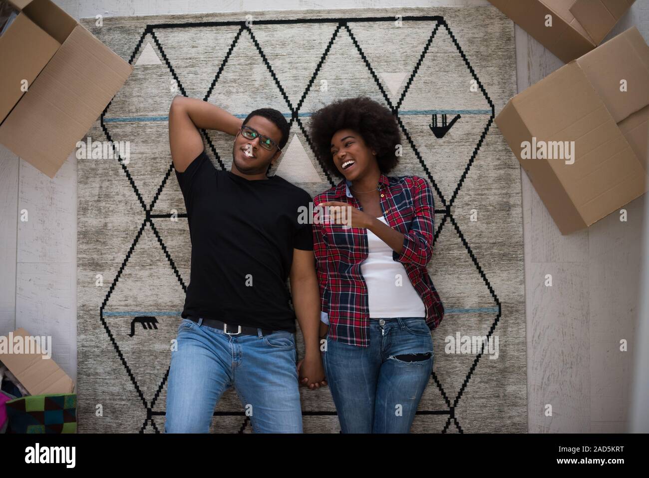 Top view of attractive young African American couple Stock Photo - Alamy
