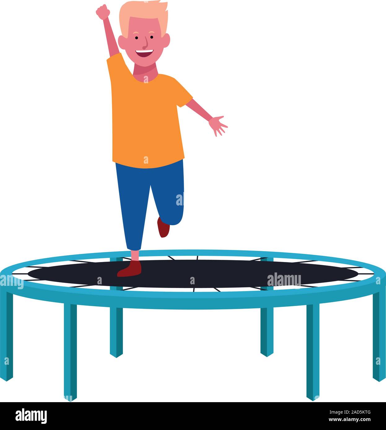 happy boy on trampoline playground icon Stock Vector Image & Art - Alamy