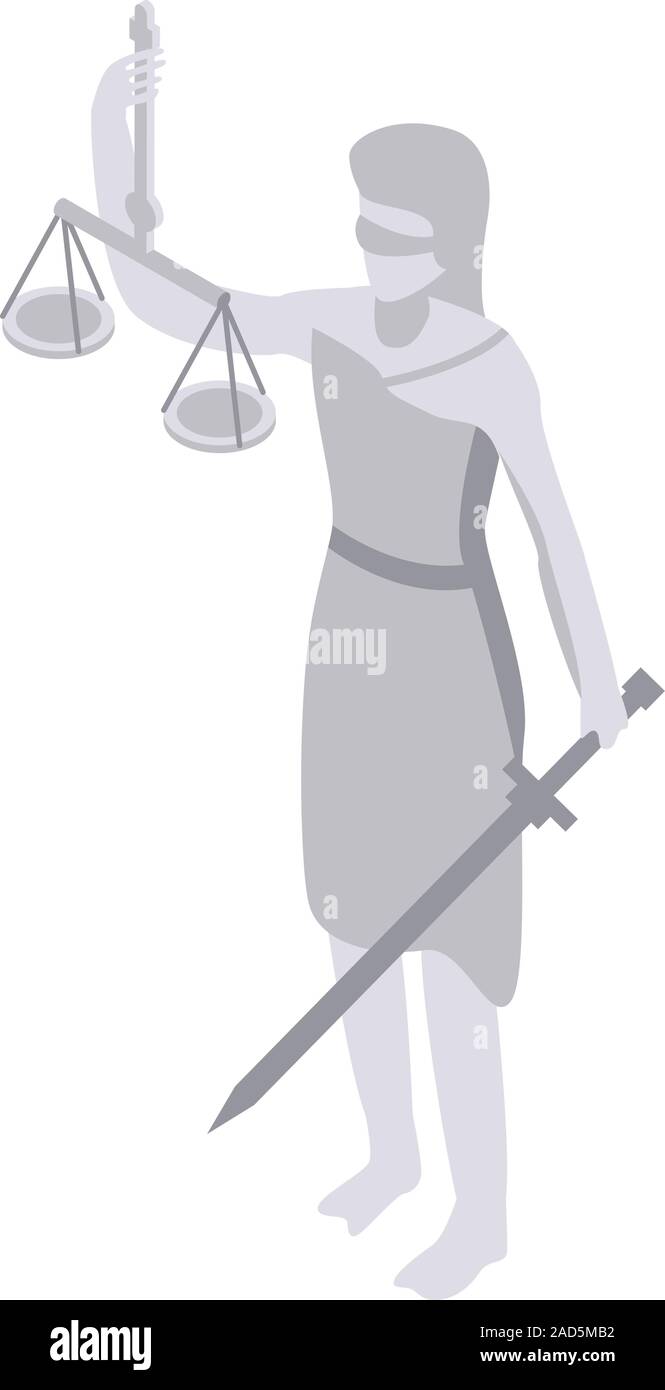 Judge statue icon, isometric style Stock Vector
