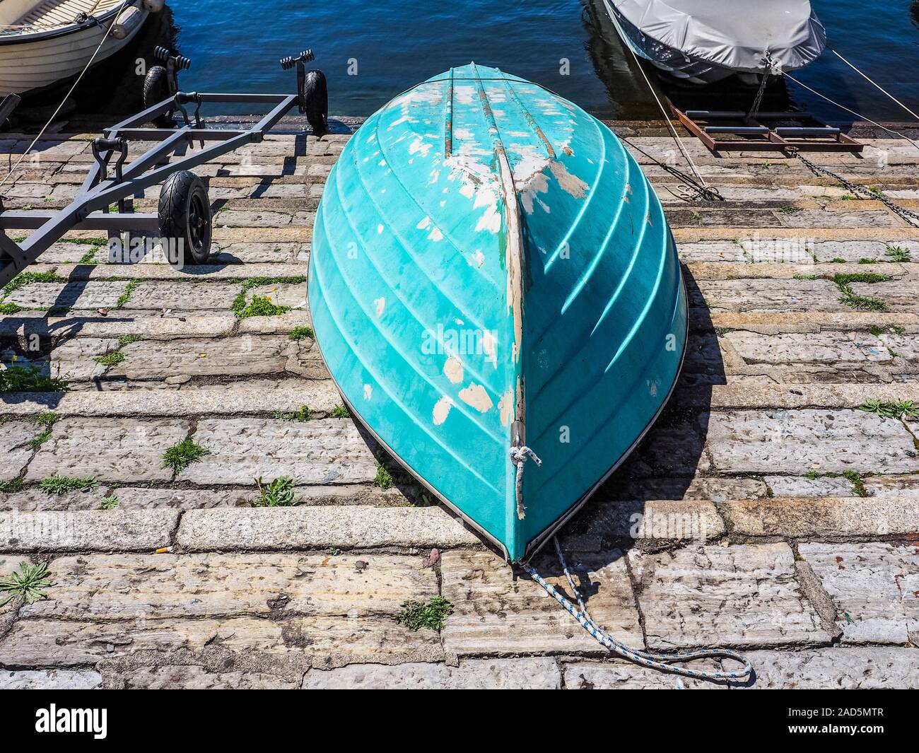Boat upside down (HDR Stock Photo Alamy