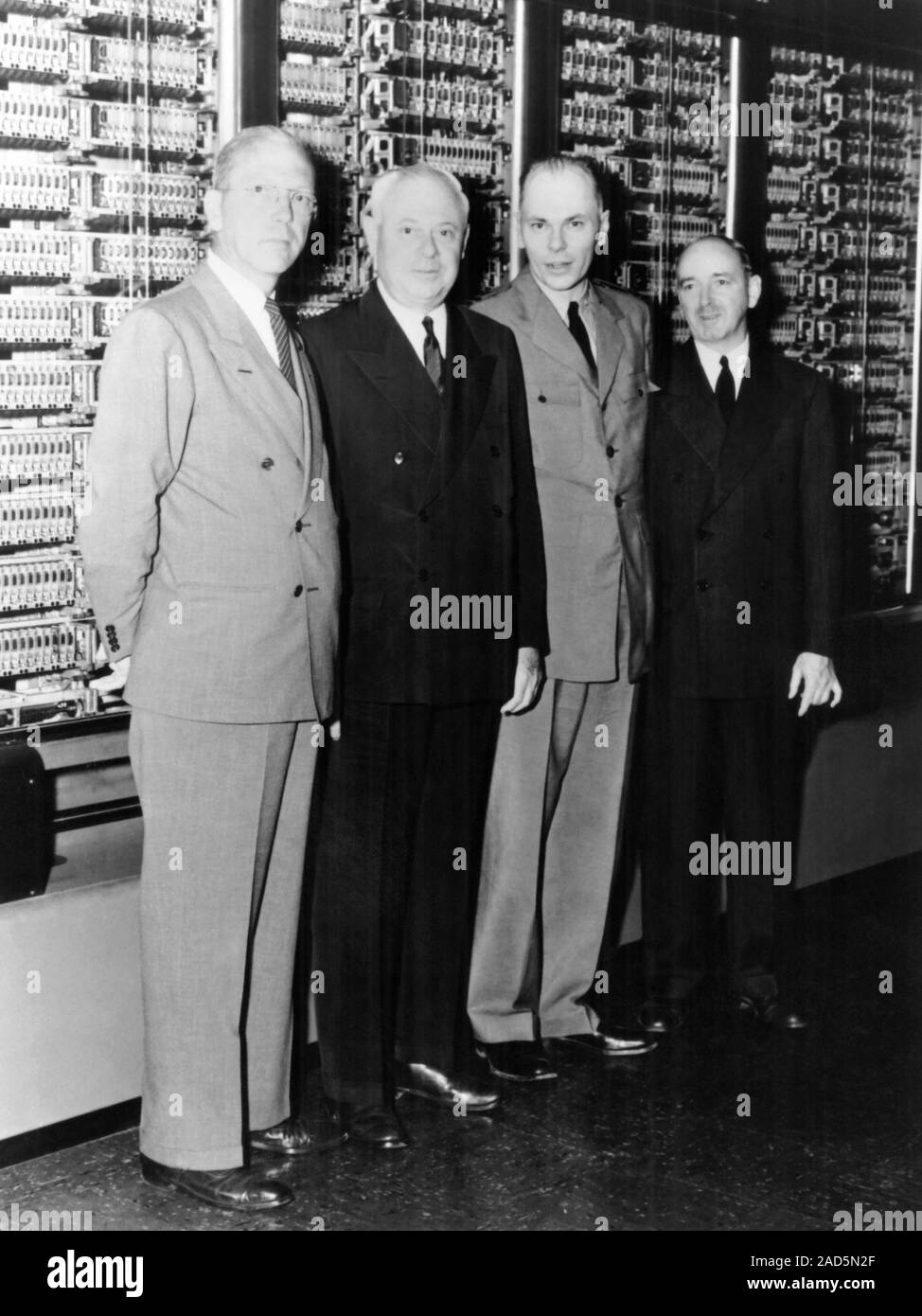 IBM Harvard Mark I computer inventors, in the 1940s, in front of the