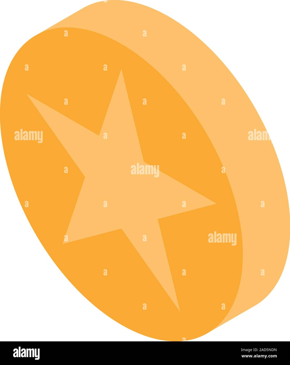 Gold star coin icon, isometric style Stock Vector