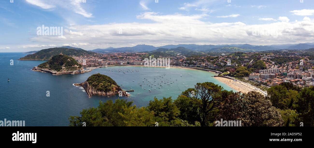 Panoramic view of the city of San Sebastian with La Concha beach Stock Photo