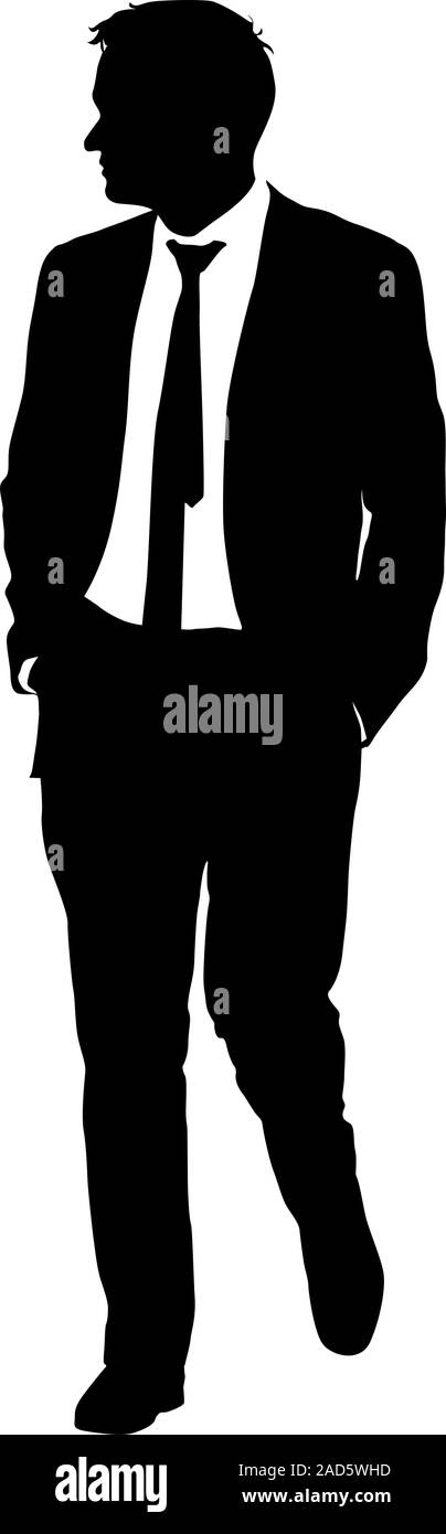 Silhouette businessman man in suit with tie on a white background ...
