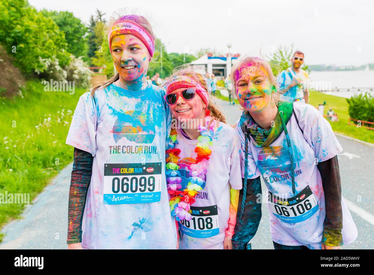 Poznan, Poland - May 20, 2017: Happy people participating in the Color Run.  The Color Run is a worldwide hosted 5K fun race Stock Photo - Alamy
