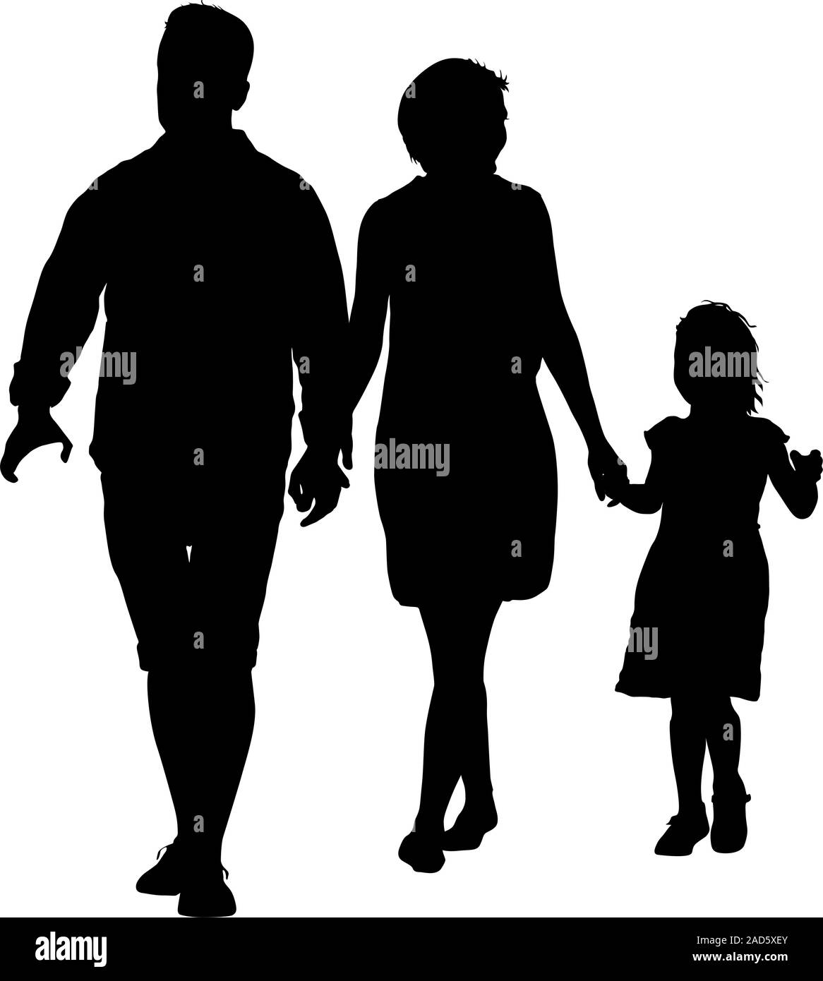 Silhouette of happy family on a white background. Vector illustration ...