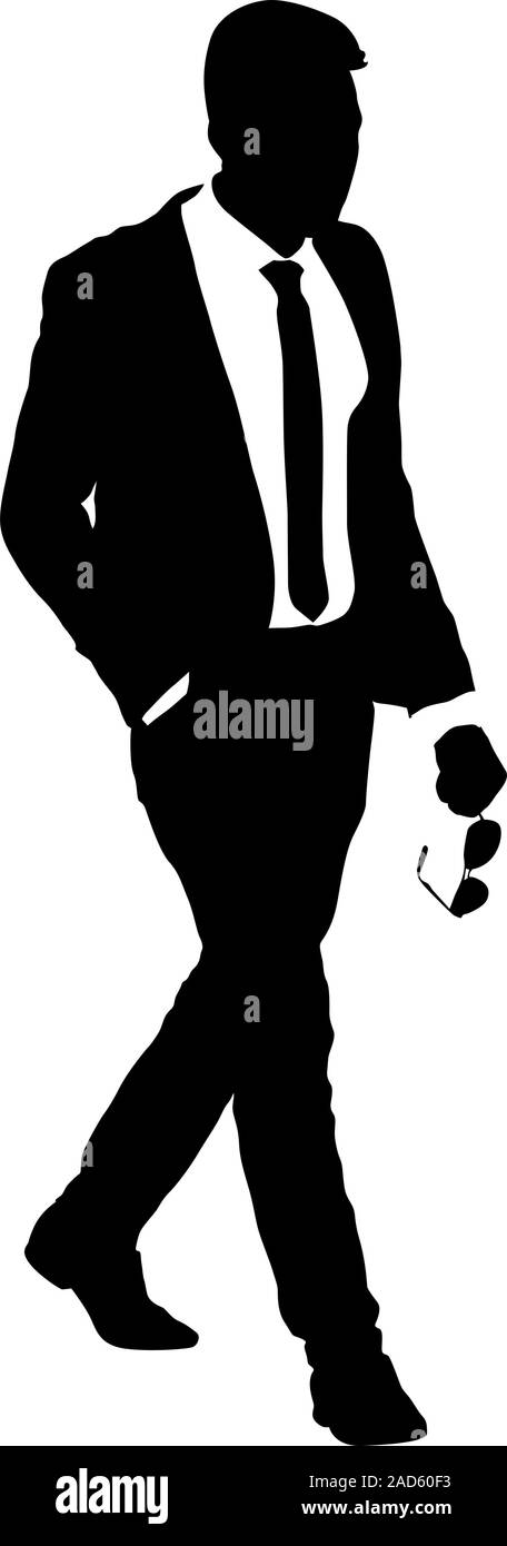Silhouette businessman man in suit with tie on a white background ...