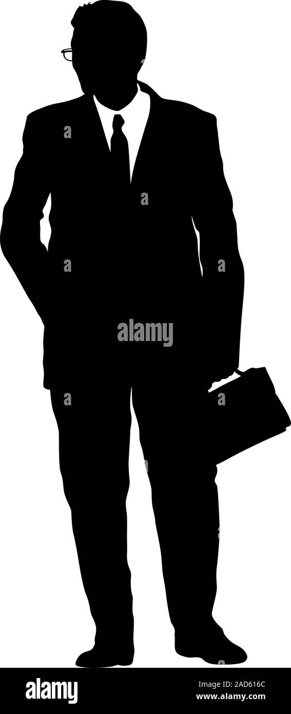 Silhouette businessman man in suit with tie on a white background ...
