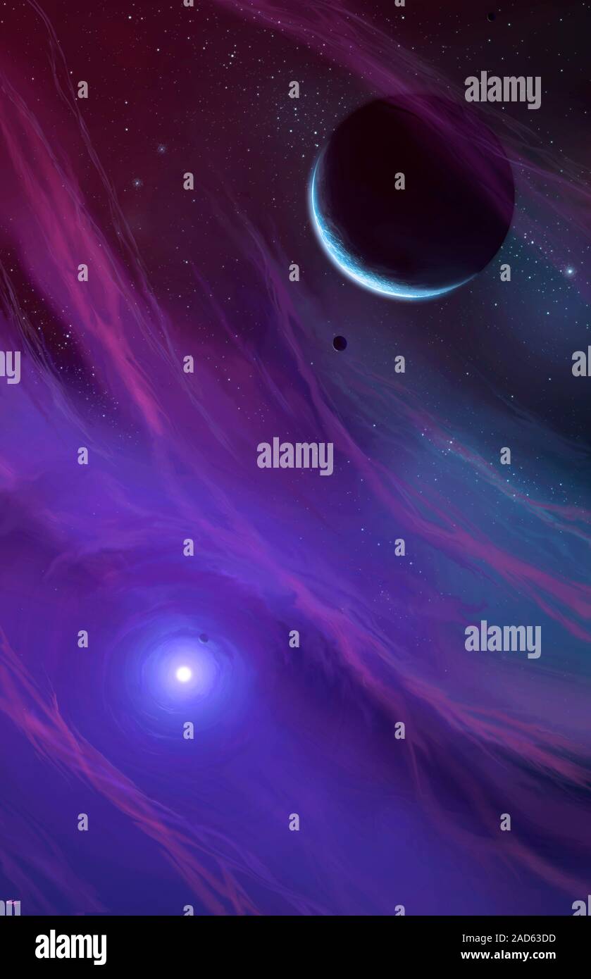 Alien Planetary And Stellar System Illustration Of Extrasolar Planets Orbiting A Distant Star 1422