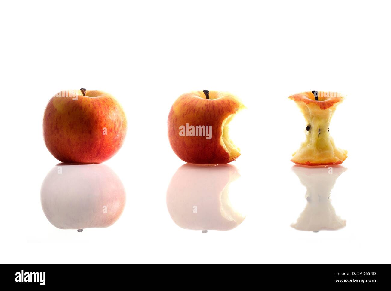 Apple. Sequence showing an apple being eaten. Stock Photo