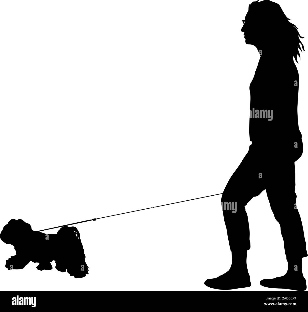 Silhouette of woman and dog on a white background Stock Vector Image ...