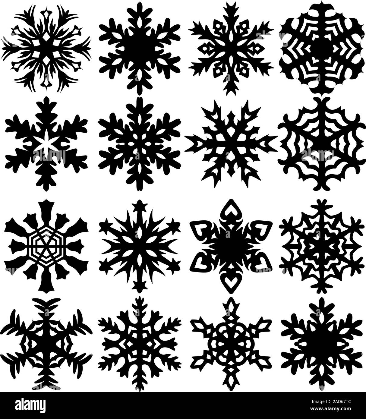 Set snowflakes icons on white background, vector illustration Stock ...