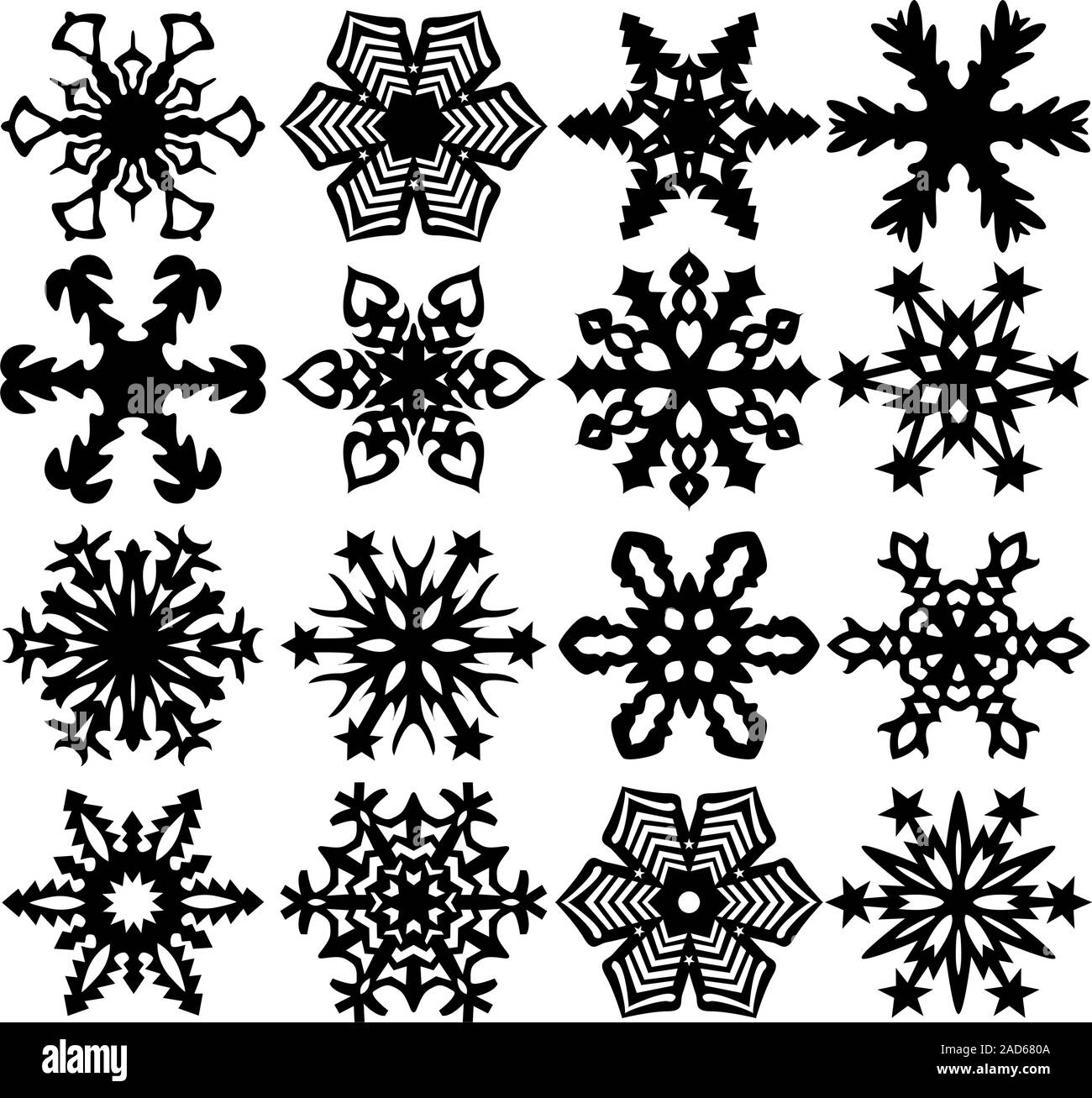 Set snowflakes icons on white background, vector illustration Stock ...