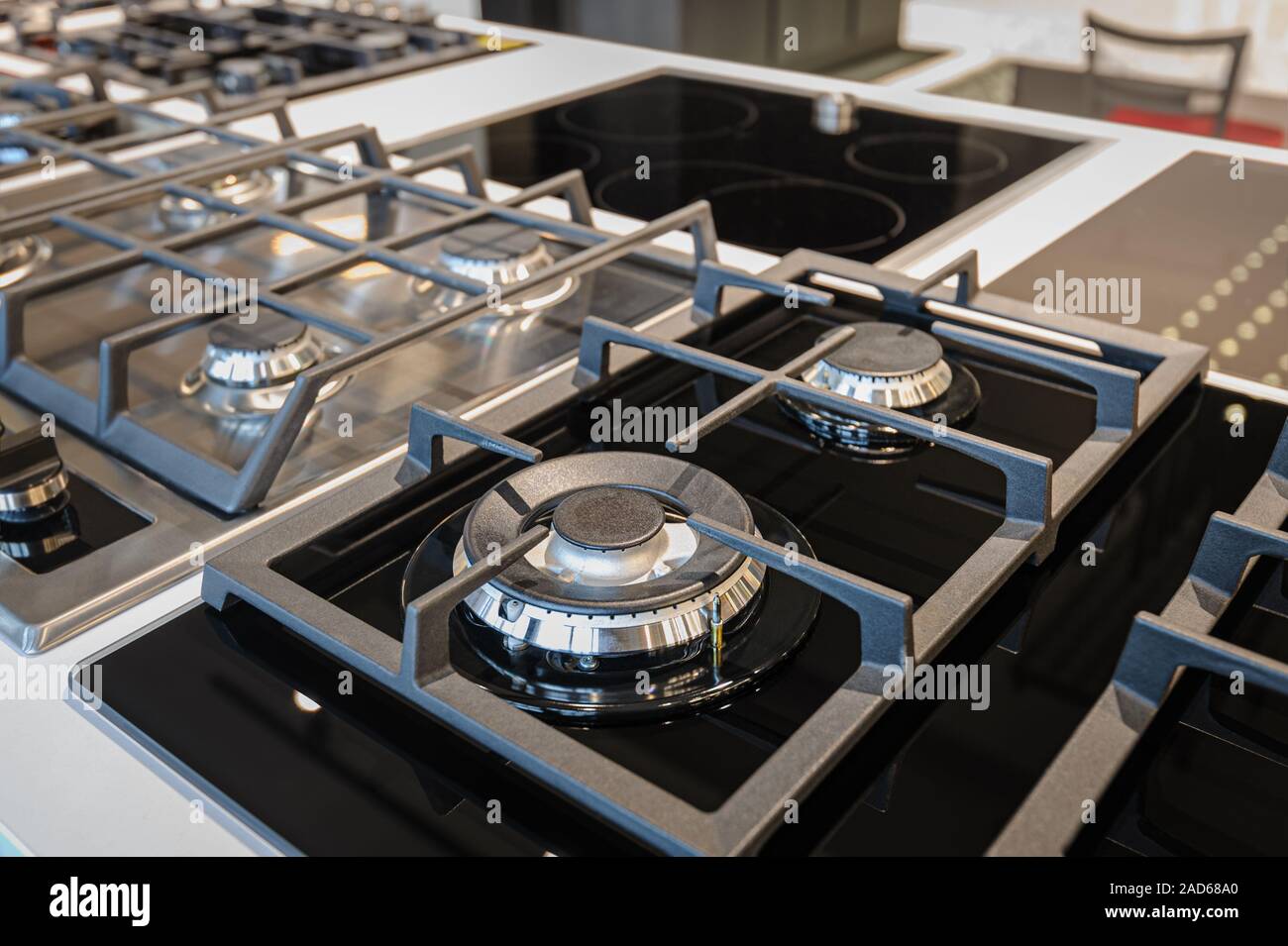 Brand new gas stoves Stock Photo Alamy