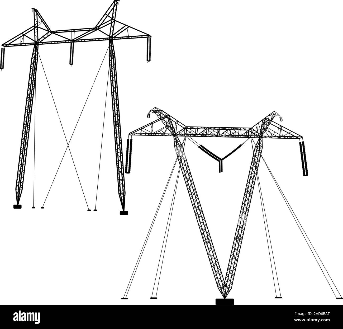 The electricity transmission power lines. Vector illustration. Stock Vector