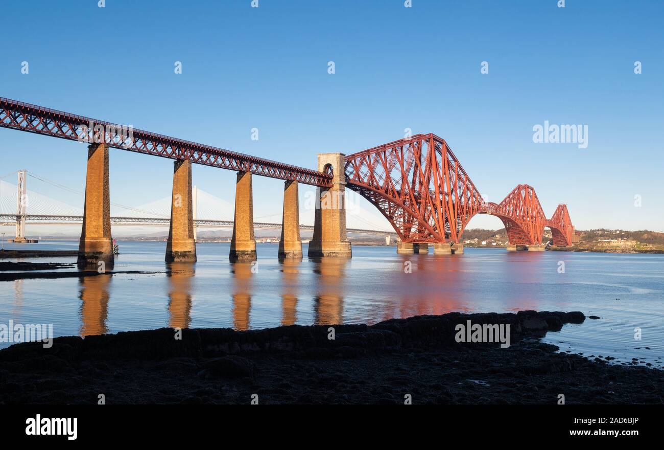Forth Rail Bridge, South Queensferry, Firth of Forth, Scotland, UK Stock Photo