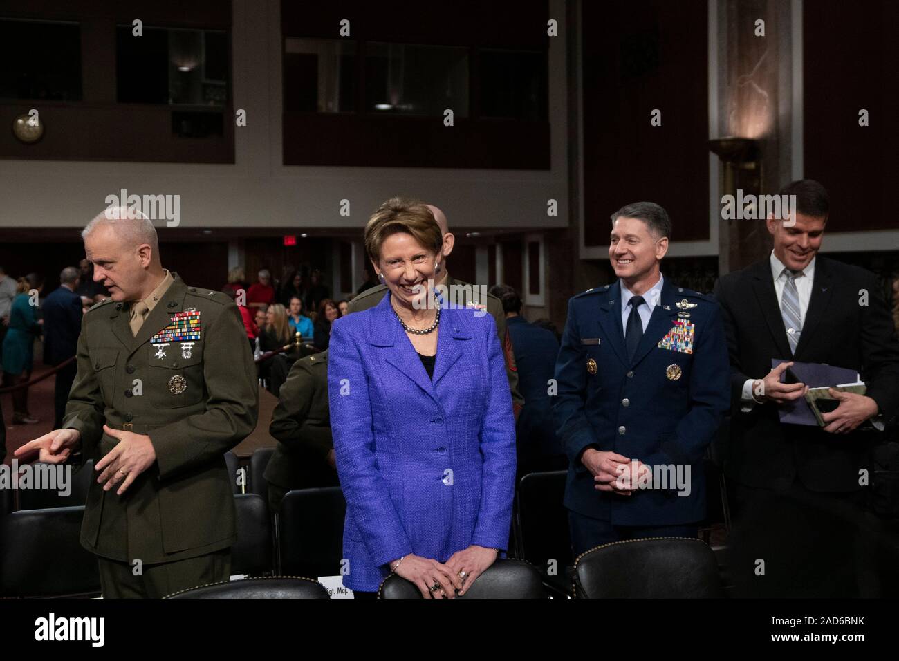 Washington DC, USA. 03rd Dec, 2019. Washington, DC, USA. 3rd Dec, 2019. Secretary of the Air Force Barbara Barrett arrives to testify before the United States Senate Committee on Armed Services at the U.S. Capitol in Washington, DC, U.S., on Tuesday, December 3, 2019. The panel discussed reports of substandard housing conditions for U.S. service members. Credit: dpa picture alliance/Alamy Live News Stock Photo