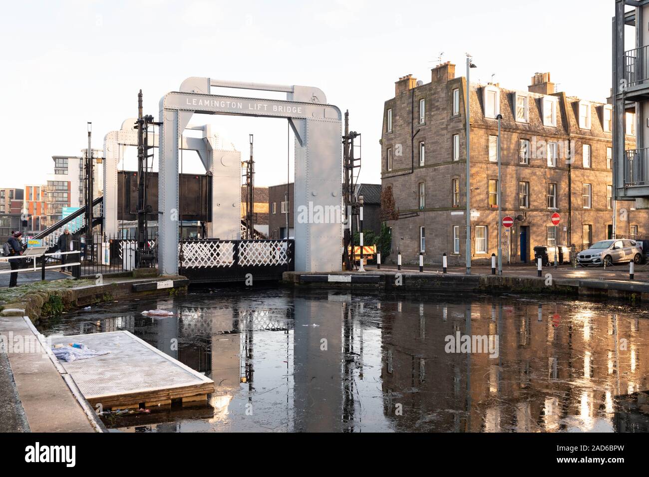 Leamington Lift Bridge at Edinburgh Quay, Union Canal, Edinburgh, Scotland, UK Stock Photo