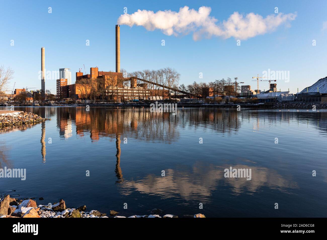 Coal-fired Hanasaari Power Plant on a cold autumn day in Helsinki, Finland Stock Photo