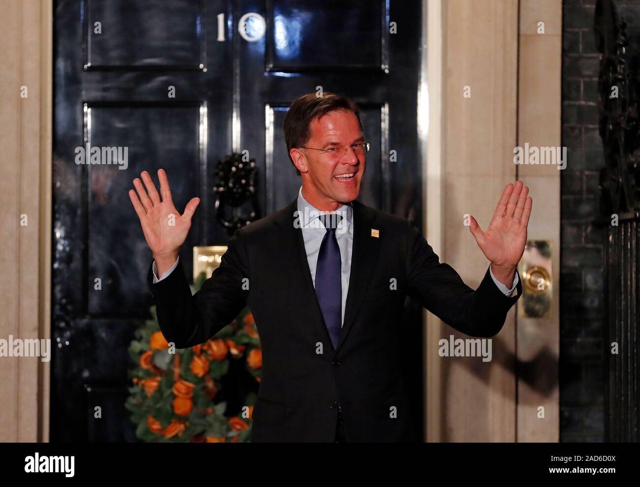 Netherland's Prime Minister Mark Rutte arriving for an evening reception for Nato leaders hosted by Prime Minister Boris Johnson at 10 Downing Street London, as Nato leaders gather to mark 70 years of the alliance. Stock Photo