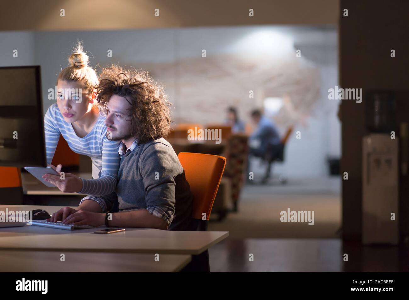 young designers in the night office Stock Photo
