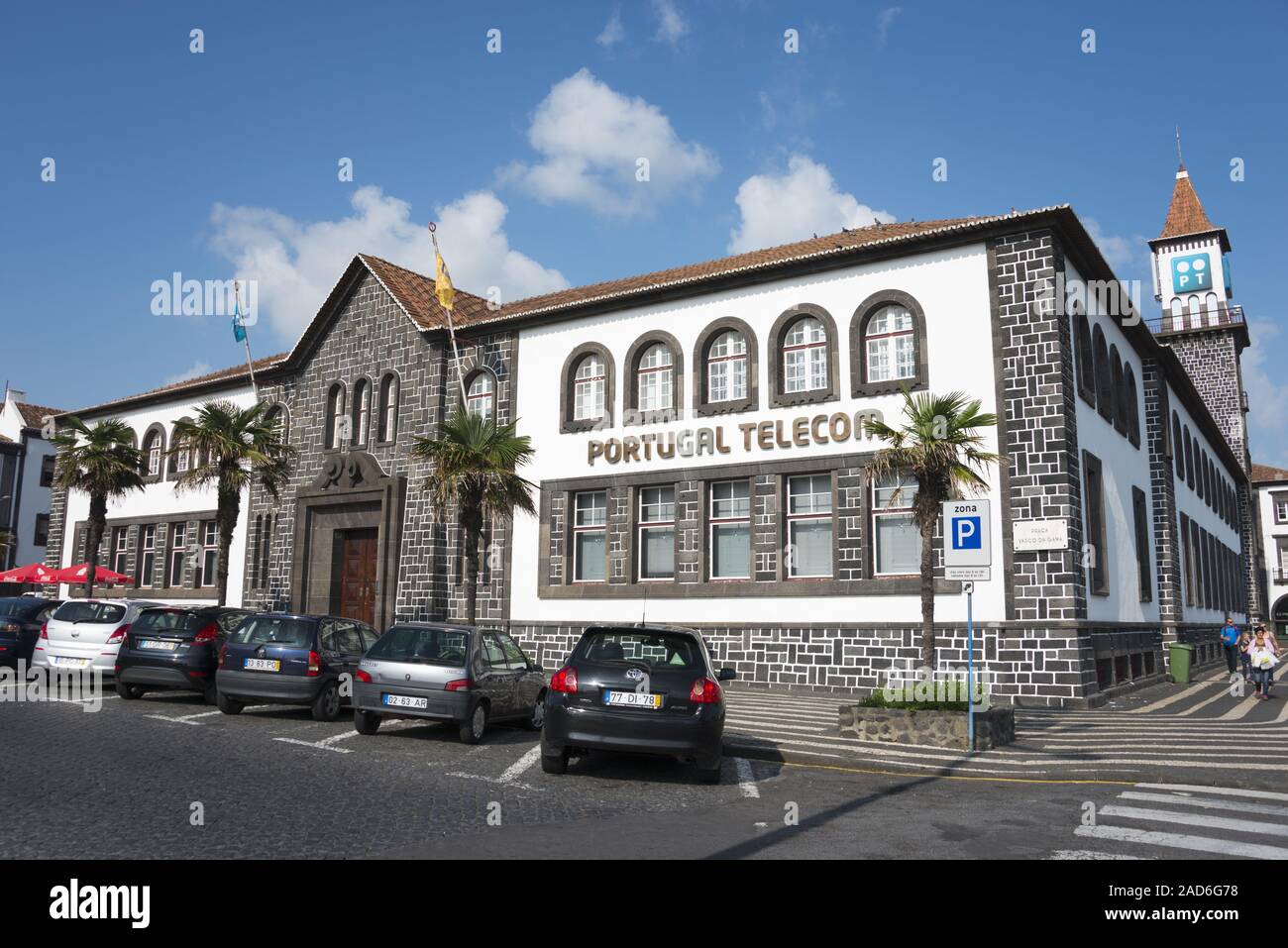 Telecom building in Ponta Delgada Stock Photo